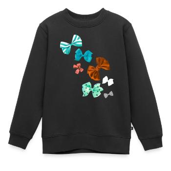 Nœuds, nœuds colorés, nœud papillon, motif à carreaux - Sweat Premium enfant bio - noir - Devant - AI Model Kid Female (0cm)