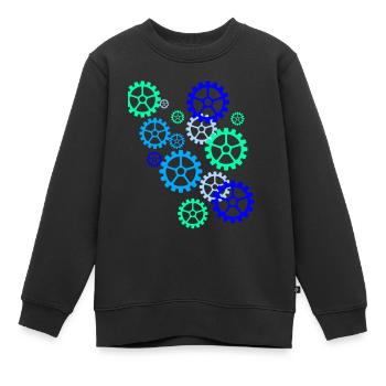 Zahnrad, Zahnräder, Räder, bunt - Kinder Premium Organic Sweatshirt - Schwarz - Vorne - AI Model Kid Female (0cm)