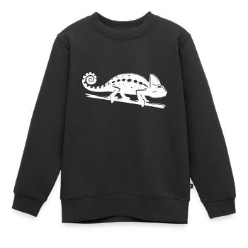 Dessin caméléon à l’encre - Sweat Premium enfant bio - noir - Devant - AI Model Kid Female (0cm)
