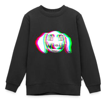 EDM - Hund - Glitch Rave Style - Kinder Premium Organic Sweatshirt - Schwarz - Vorne - AI Model Kid Female (0cm)
