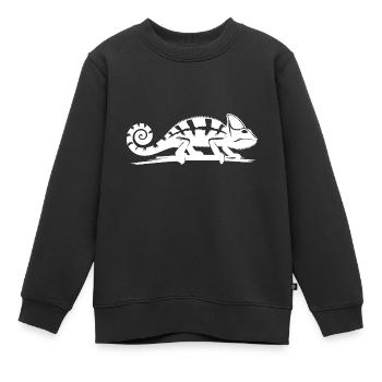Kinder Chamäleon wandert über einen Ast - Kinder Premium Organic Sweatshirt - Schwarz - Vorne - AI Model Kid Female (0cm)