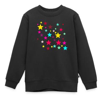 Sterne,stern, bunte Sterne - Kinder Premium Organic Sweatshirt - Schwarz - Vorne - AI Model Kid Female (0cm)