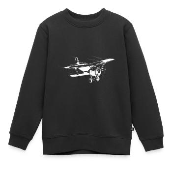 plane 2 - Sweat Premium enfant bio - noir - Devant - AI Model Kid Female (0cm)