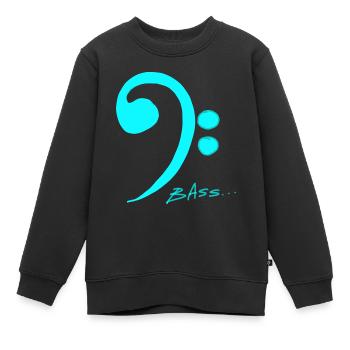 Sketch bass clef_blue - Sweat Premium enfant bio - noir - Devant - AI Model Kid Female (0cm)