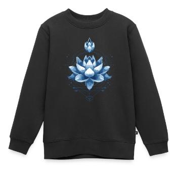Fleur de lotus - symbole de sérénité et de beauté - Sweat Premium enfant bio - noir - Devant - AI Model Kid Female (0cm)
