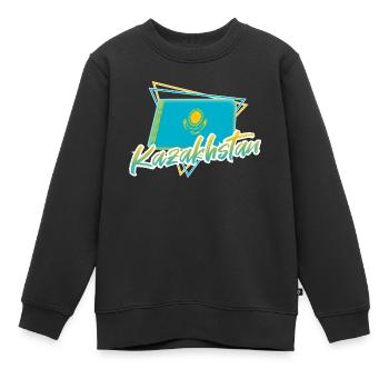 Kazakhstan - Sweat Premium enfant bio - noir - Devant - AI Model Kid Female (0cm)