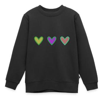 HERZ. HERZ. VALENTINSTAG. LIEBE. LIEBE. HERZ - Kinder Premium Organic Sweatshirt - Schwarz - Vorne - AI Model Kid Female (0cm)