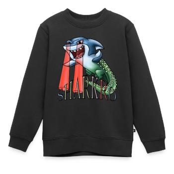 Sharkro - crocodile de requin avec des yeux laser et du texte - Sweat Premium enfant bio - noir - Devant - AI Model Kid Female (0cm)