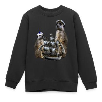 Kapitän-Erdmännchen - Kinder Premium Organic Sweatshirt - Schwarz - Vorne - AI Model Kid Female (0cm)