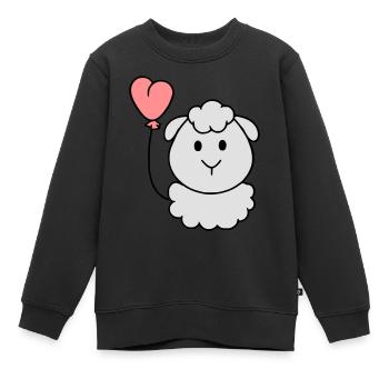 Schäfchen mit Herzballon - Kinder Premium Organic Sweatshirt - Schwarz - Vorne - AI Model Kid Female (0cm)