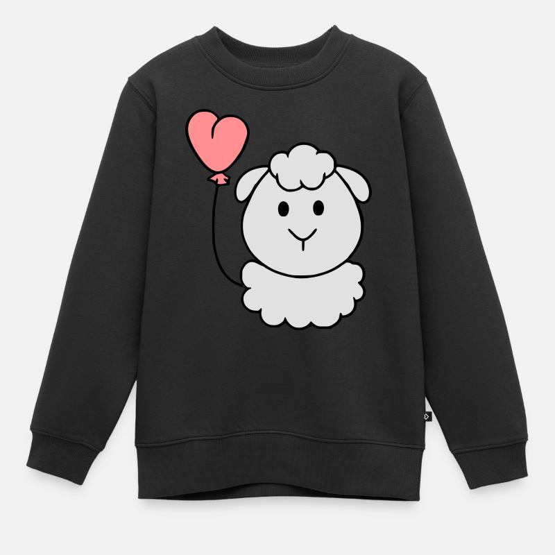 Moutons avec le ballon de coeur - Sweat Premium enfant bio - noir