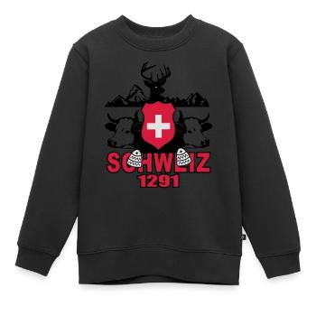 Schweiz Milchkuh 1291 - Kinder Premium Organic Sweatshirt - Schwarz - Vorne - AI Model Kid Female (0cm)
