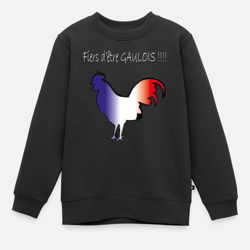 Coq Gaulois blanc - Sweat Premium enfant bio - noir