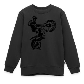 Trials rider Wheelie - Kids Premium Organic Sweatshirt - black - Front - AI Model Kid Female (0cm)