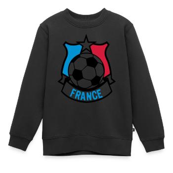 Frankreich Flag Football Fan ecusson7 ba - Kinder Premium Organic Sweatshirt - Schwarz - Vorne - AI Model Kid Female (0cm)