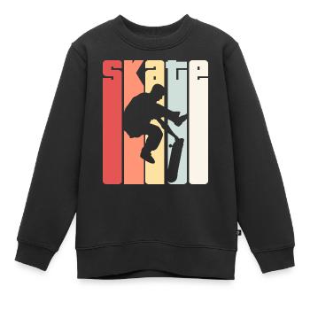 Rétro skateboard de patinage Skate Skateboard - Sweat Premium enfant bio - noir - Devant - AI Model Kid Female (0cm)