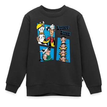 Lucky Luke Et La Famille Dalton - Sweat Premium enfant bio - noir - Devant - AI Model Kid Female (0cm)