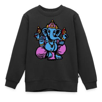 ganesh zen india god of india yoga zen - Sweat Premium enfant bio - noir - Devant - AI Model Kid Female (0cm)