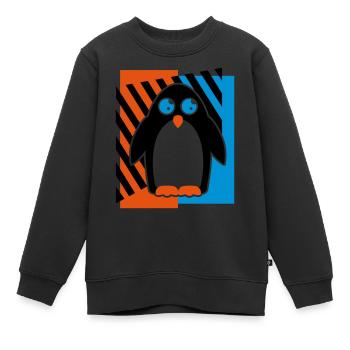 Pinguin Design - Kinder Premium Organic Sweatshirt - Schwarz - Vorne - AI Model Kid Female (0cm)