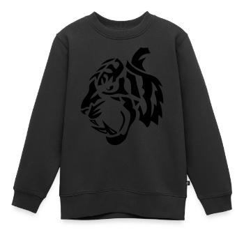 tigre tribal - Sweat Premium enfant bio - noir - Devant - AI Model Kid Female (0cm)
