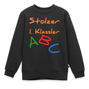 Einschulung Schulanfang 1. Klasse Geschenk - Kinder Premium Organic Sweatshirt - Schwarz - Vorne - AI Model Kid Female (0cm)
