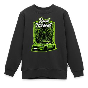 Road Terrorist Green Muscle Car - Sweat Premium enfant bio - noir - Devant - AI Model Kid Female (0cm)
