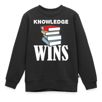 La connaissance gagne des livres - Sweat Premium enfant bio - noir - Devant - AI Model Kid Female (0cm)