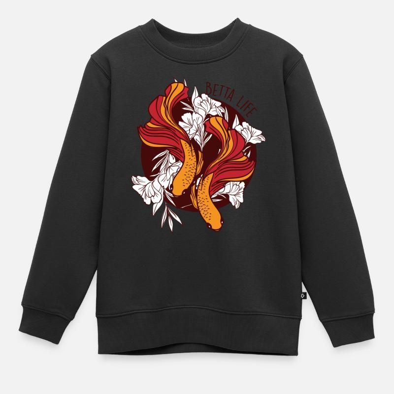 Poisson de combat siamois Betta Life - Sweat Premium enfant bio - noir