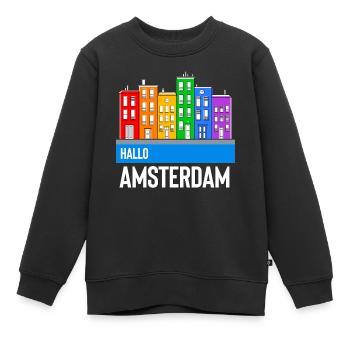 Amsterdam - Kinder Premium Organic Sweatshirt - Schwarz - Vorne - AI Model Kid Female (0cm)