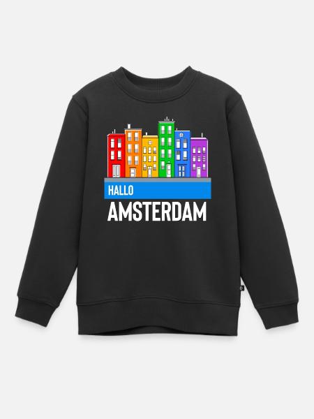Amsterdam - Sweat Premium enfant bio - noir