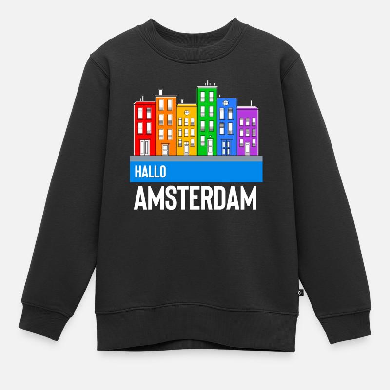 Amsterdam - Sweat Premium enfant bio - noir