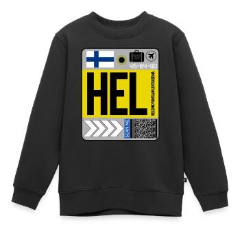 Aéroport d’Helsinki Finlande - Sweat Premium enfant bio - noir - Devant - AI Model Kid Female (0cm)