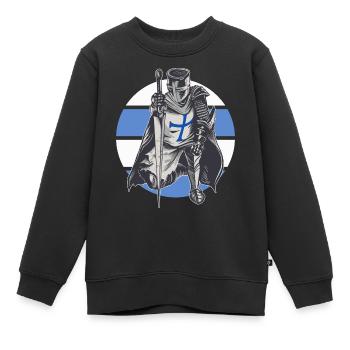 Ritter Blau Weiß Templerorden Mittelalter Rüstung - Kinder Premium Organic Sweatshirt - Schwarz - Vorne - AI Model Kid Female (0cm)