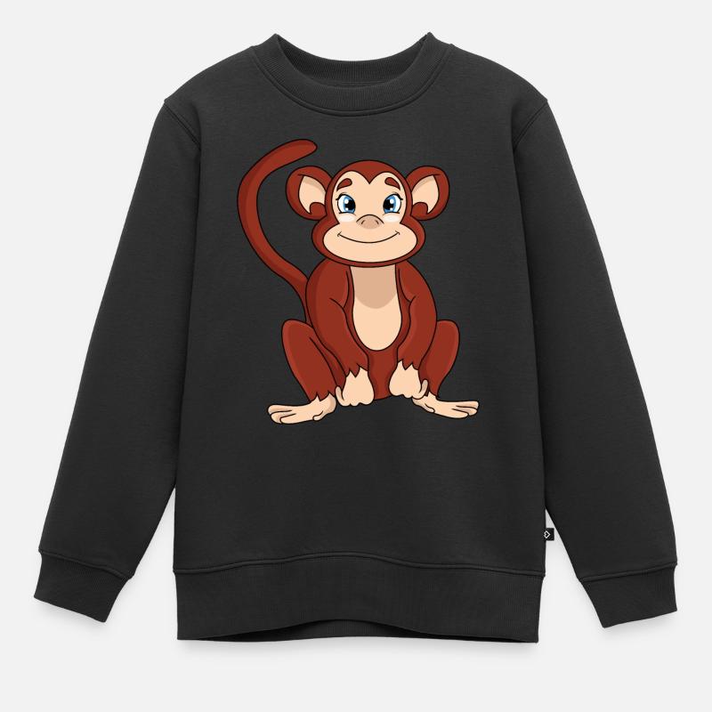 Affe - Kinder Premium Organic Sweatshirt - Schwarz