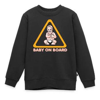 Warnschild Baby on Board mit Baby Illustration - Kinder Premium Organic Sweatshirt - Schwarz - Vorne - AI Model Kid Female (0cm)