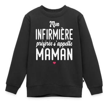 mon infirmière préférée s'appelle maman humour - Sweat Premium enfant bio - noir - Devant - AI Model Kid Female (0cm)