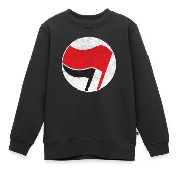 antifaschistische flagge symbol - Kinder Premium Organic Sweatshirt - Schwarz - Vorne - AI Model Kid Female (0cm)