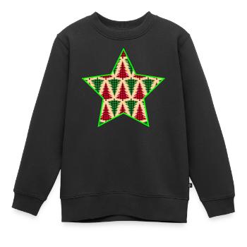 Étoile d’arbre à carreaux avec contour néon - Sweat Premium enfant bio - noir - Devant - AI Model Kid Female (0cm)