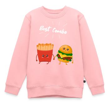 Burger & Pommes Paar Geschenk für Pommes Liebhaber - Kinder Premium Organic Sweatshirt - Rosa - Vorne - AI Model Kid Female (0cm)