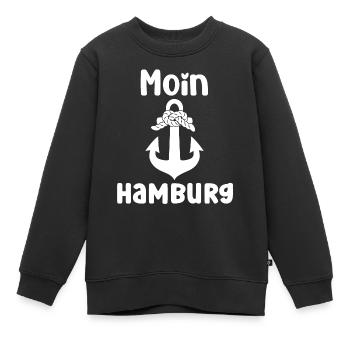 Moin Hamburg Moin bin neu hier Geburt Baby Anker - Kinder Premium Organic Sweatshirt - Schwarz - Vorne - AI Model Kid Female (0cm)