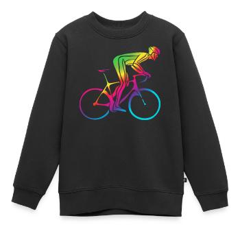 Abstraktes farbenfrohes Rennrad Design Radsport - Kinder Premium Organic Sweatshirt - Schwarz - Vorne - AI Model Kid Female (0cm)