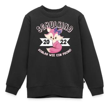 Schulkind 2022 Einschulung 1. Klasse Schlau Fuchs - Kinder Premium Organic Sweatshirt - Schwarz - Vorne - AI Model Kid Female (0cm)