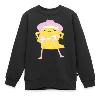 Fromage mordu. - Sweat Premium enfant bio - noir - Devant - AI Model Kid Female (0cm)