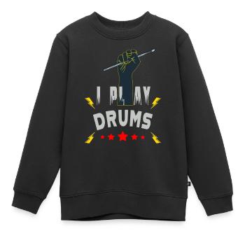 Je joue de la batterie - Sweat Premium enfant bio - noir - Devant - AI Model Kid Female (0cm)
