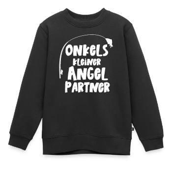 Onkels kleiner Angelpartner angeln Baby Anglerin - Kinder Premium Organic Sweatshirt - Schwarz - Vorne - AI Model Kid Female (0cm)