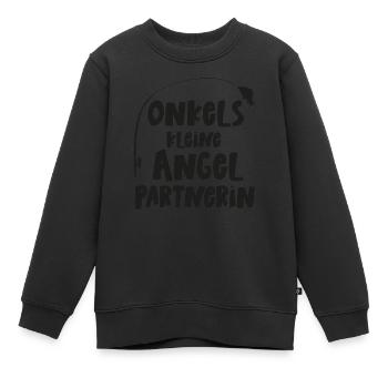Onkels kleine Angelpartnerin angeln Baby Anglerin - Kinder Premium Organic Sweatshirt - Schwarz - Vorne - AI Model Kid Female (0cm)
