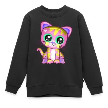 Baby Pink Cat Cartoon - Kids Premium Organic Sweatshirt - black - Front - AI Model Kid Female (0cm)