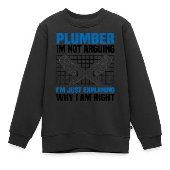 Plombier - Sweat Premium enfant bio - noir - Devant - AI Model Kid Female (0cm)