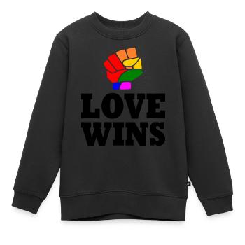 Love wins - Sweat Premium enfant bio - noir - Devant - AI Model Kid Female (0cm)