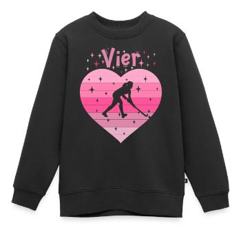 Hockeyspielerin 4. Geburtstag - Kinder Premium Organic Sweatshirt - Schwarz - Vorne - AI Model Kid Female (0cm)